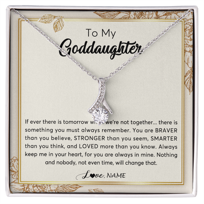 Alluring Beauty Necklace | Personalized To My Goddaughter Necklace From Godmother Braver Stronger Smarter Loved Goddaughter Jewelry Birthday Christmas Customized Gift Box Message Card | siriusteestore