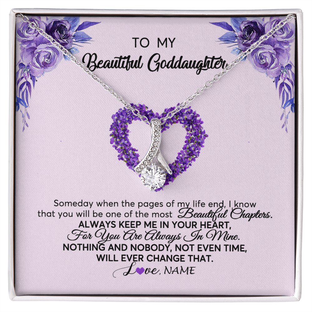 Alluring Beauty Necklace | Personalized To My Goddaughter Necklace From Godmother Flower Always Keep Me In Your Heart Goddaughter Graduation Birthday Customized Gift Box Message Card | siriusteestore
