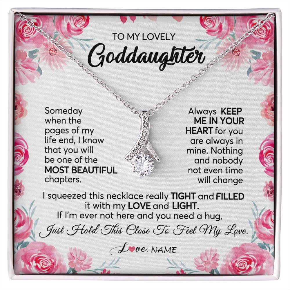 Alluring Beauty Necklace | Personalized To My Goddaughter Necklace From Godmother Godfather Always Keep Me in Your Heart Goddaughter Birthday Christmas Customized Gift Box Message Card | siriusteestore