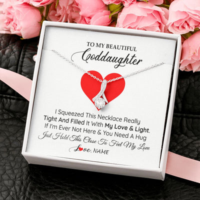 Alluring Beauty Necklace | Personalized To My Goddaughter Necklace From Godmother Godfather I Squeezed This Necklace Goddaughter Birthday Christmas Customized Gift Box Message Card | siriusteestore