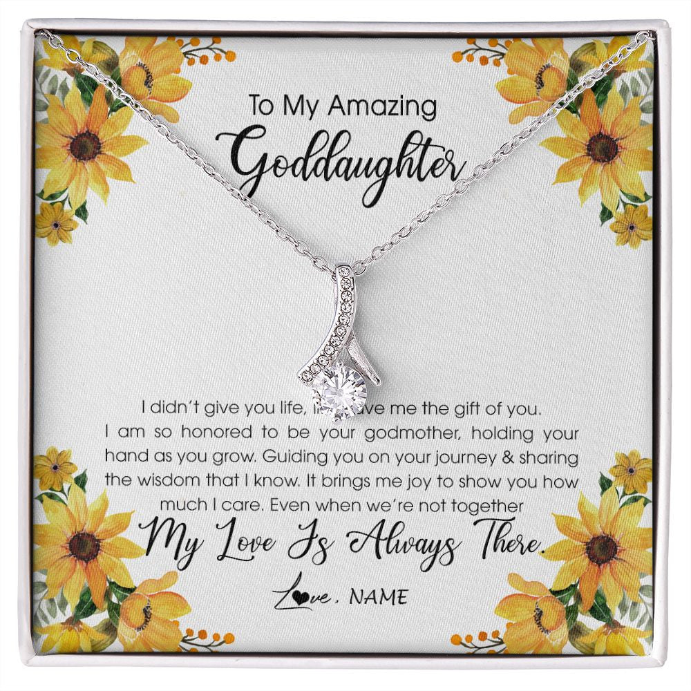 Alluring Beauty Necklace | Personalized To My Goddaughter Necklace From Godmother My Love Is Always There Goddaughter Birthday Christmas Graduation Customized Gift Box Message Card | siriusteestore