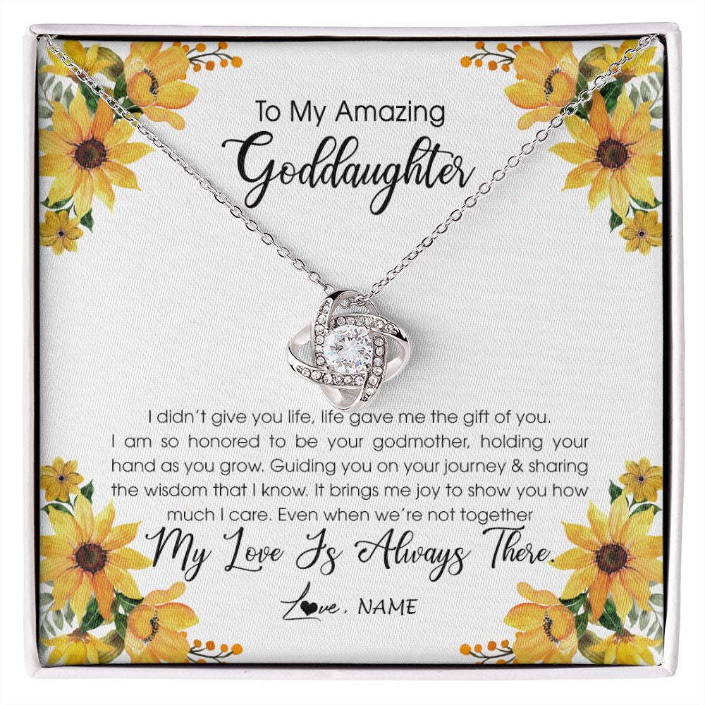 Love Knot Necklace | Personalized To My Goddaughter Necklace From Godmother My Love Is Always There Goddaughter Birthday Christmas Graduation Customized Gift Box Message Card | siriusteestore