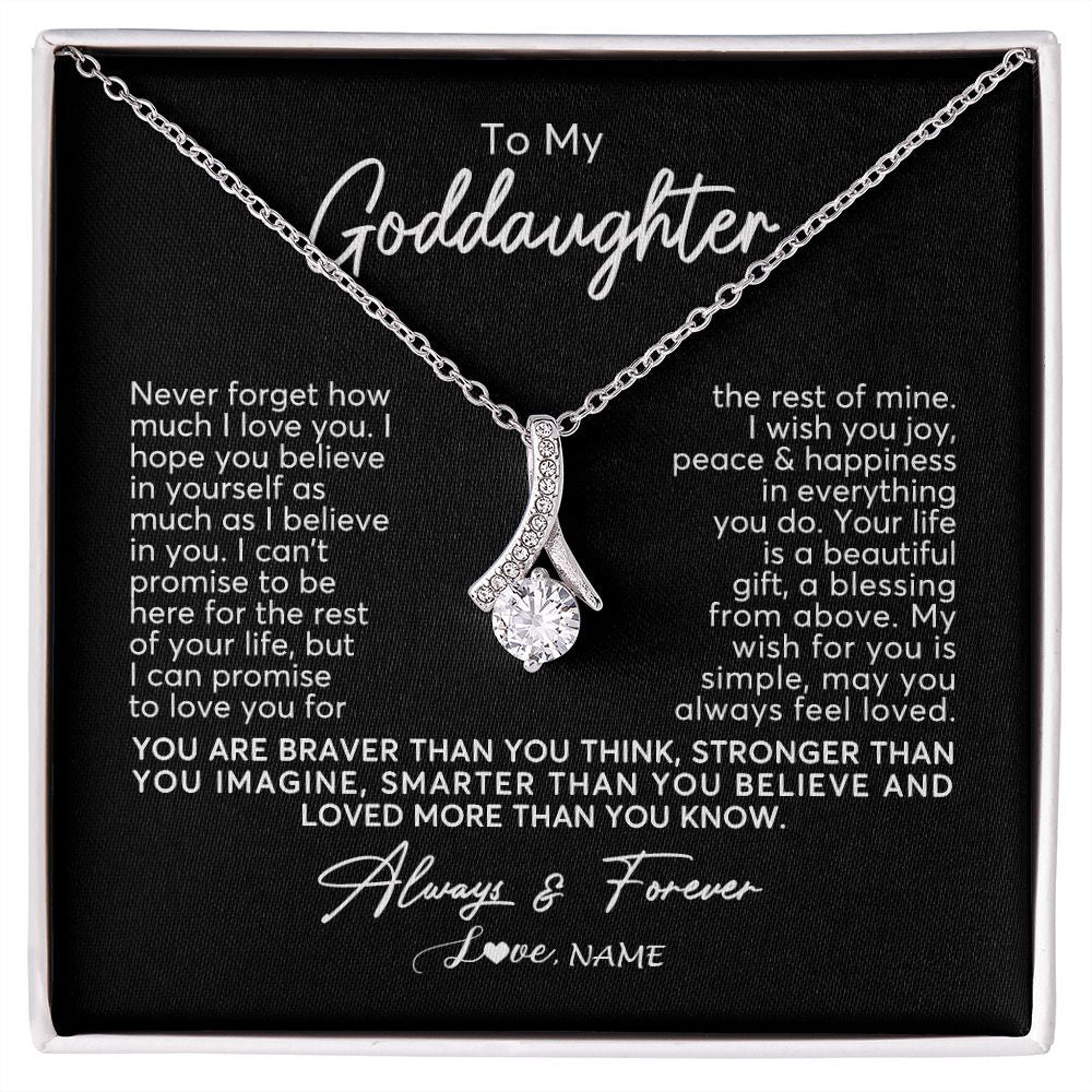 Alluring Beauty Necklace | Personalized To My Goddaughter Necklace From Godmother Never Forget How Much I Love You Goddaughter Birthday Christmas Jewelry Customized Gift Box Message Card | siriusteestore