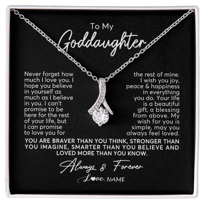 Alluring Beauty Necklace | Personalized To My Goddaughter Necklace From Godmother Never Forget How Much I Love You Goddaughter Birthday Christmas Jewelry Customized Gift Box Message Card | siriusteestore