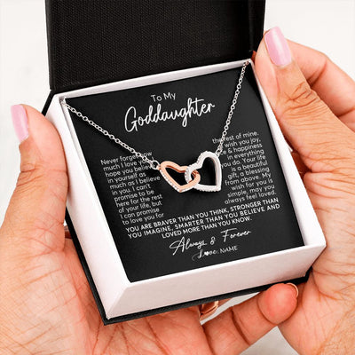 Interlocking Hearts Necklace | Personalized To My Goddaughter Necklace From Godmother Never Forget How Much I Love You Goddaughter Birthday Christmas Jewelry Customized Gift Box Message Card | siriusteestore