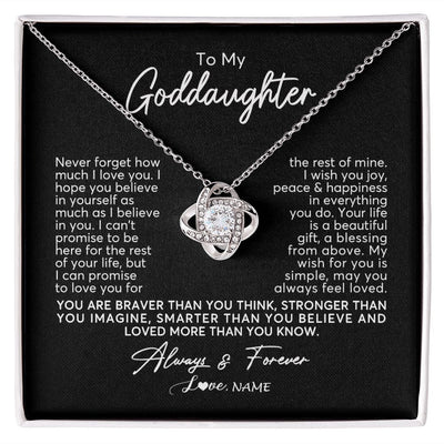 Love Knot Necklace | Personalized To My Goddaughter Necklace From Godmother Never Forget How Much I Love You Goddaughter Birthday Christmas Jewelry Customized Gift Box Message Card | siriusteestore