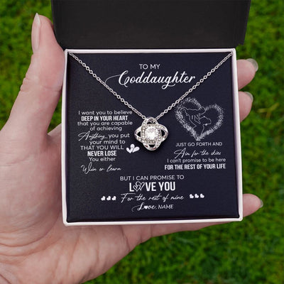 Love Knot Necklace | Personalized To My Goddaughter Necklace From Godmother Promise To Love You Goddaughter Birthday Graduation Christmas Pendant Customized Gift Box Message Card | siriusteestore