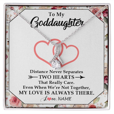 Alluring Beauty Necklace | Personalized To My Goddaughter Necklace From Godmother Two Hearts Together Goddaughter Birthday Christmas Jewelry Customized Gift Box Message Card | siriusteestore