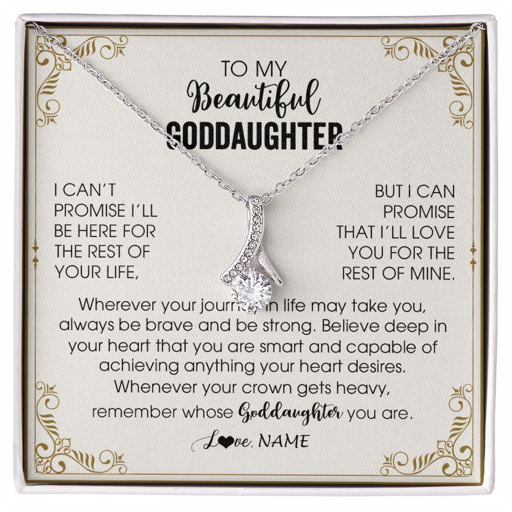 Alluring Beauty Necklace | Personalized To My Goddaughter Necklace From Godmother Wherever Your Journey in Life There Birthday Christmas Graduation Customized Gift Box Message Card | siriusteestore