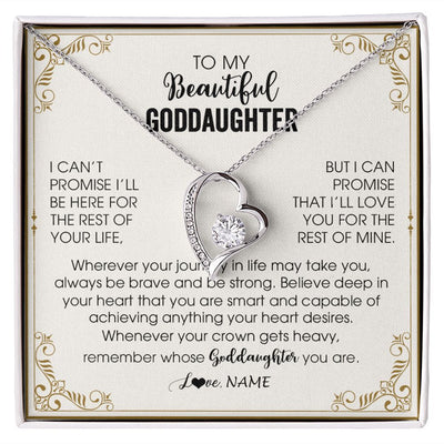 Forever Love Necklace | Personalized To My Goddaughter Necklace From Godmother Wherever Your Journey in Life There Birthday Christmas Graduation Customized Gift Box Message Card | siriusteestore