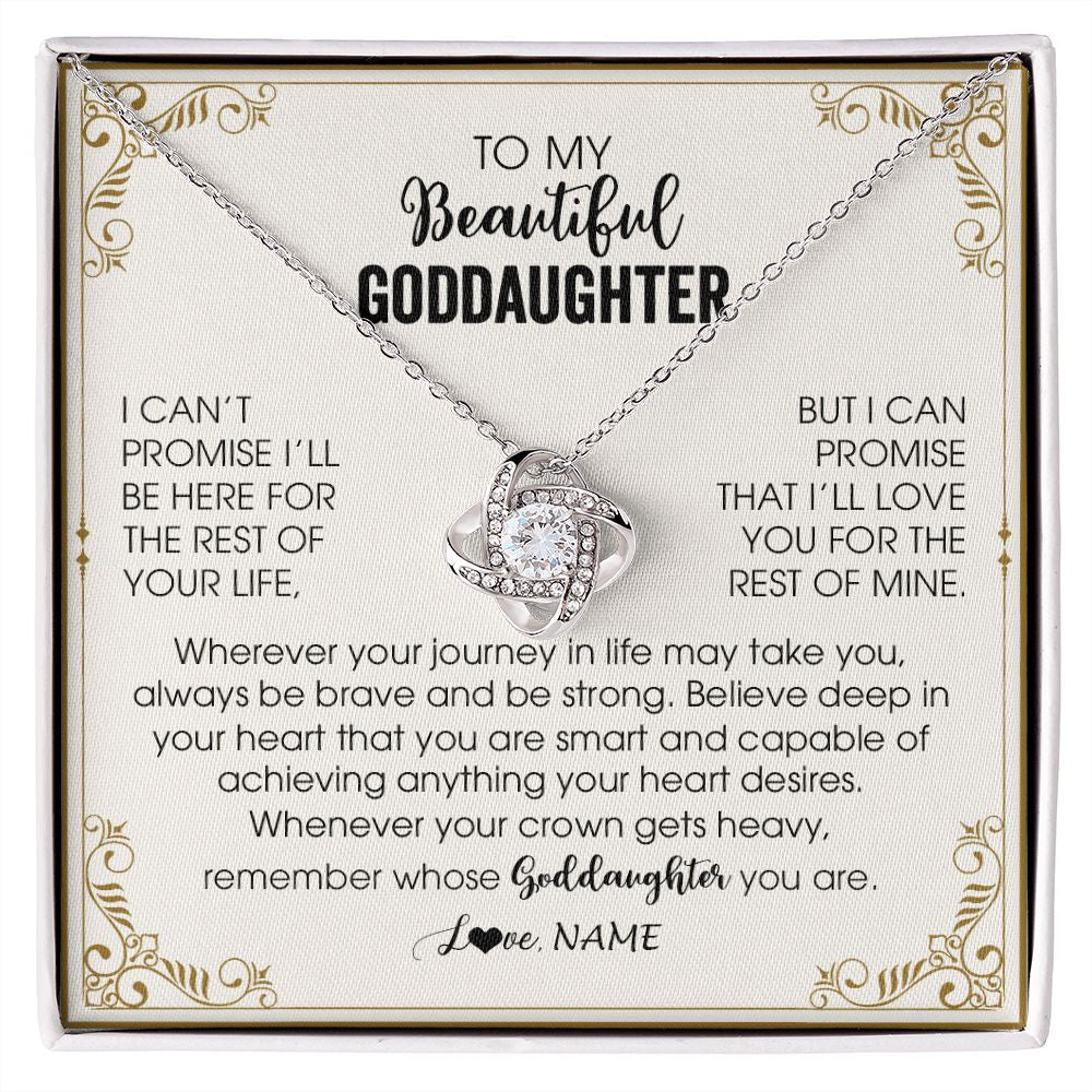 Love Knot Necklace | Personalized To My Goddaughter Necklace From Godmother Wherever Your Journey in Life There Birthday Christmas Graduation Customized Gift Box Message Card | siriusteestore