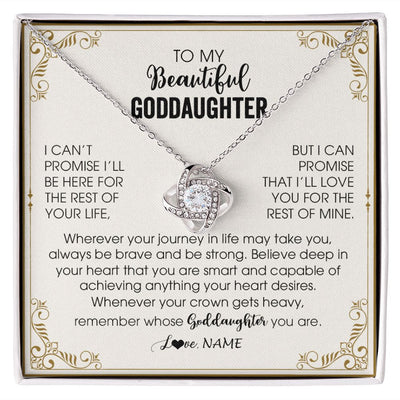 Love Knot Necklace | Personalized To My Goddaughter Necklace From Godmother Wherever Your Journey in Life There Birthday Christmas Graduation Customized Gift Box Message Card | siriusteestore