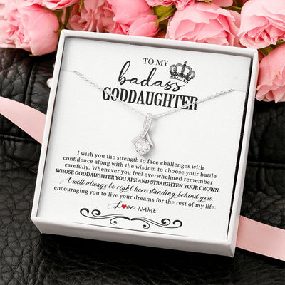 Alluring Beauty Necklace | Personalized To My Goddaughter Necklace From Godmother Wish You The Strength Goddaughter Birthday Graduation Christmas Customized Gift Box Message Card | siriusteestore