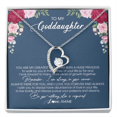 Forever Love Necklace | Personalized To My Goddaughter Necklace From Godmother You Are My Greatest Gift Goddaughter Birthday Christmas Customized Jewelry Gift Box Message Card | siriusteestore