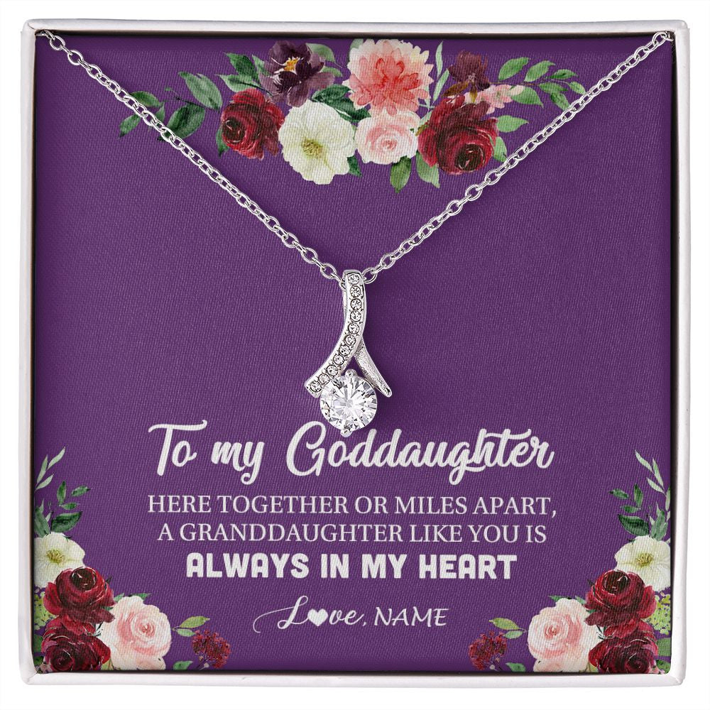 Alluring Beauty Necklace | Personalized To My Goddaughter Necklace From Godmother You Is Always In My Heart Goddaughter Birthday Christmas Jewelry Customized Gift Box Message Card | siriusteestore