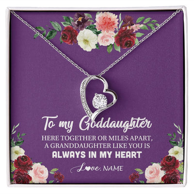 Forever Love Necklace | Personalized To My Goddaughter Necklace From Godmother You Is Always In My Heart Goddaughter Birthday Christmas Jewelry Customized Gift Box Message Card | siriusteestore