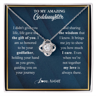 Love Knot Necklace | Personalized To My Goddaughter Necklace from Godfather Life Gave Me The Gift Of You Goddaughter Birthday Graduation Christmas Customized Gift Box Message Card | siriusteestore