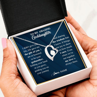 Forever Love Necklace | Personalized To My Goddaughter Necklace from Godmother Life Gave Me The Gift Of You Goddaughter Birthday Graduation Christmas Customized Gift Box Message Card | siriusteestore