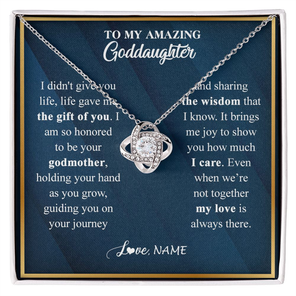 Love Knot Necklace | Personalized To My Goddaughter Necklace from Godmother Life Gave Me The Gift Of You Goddaughter Birthday Graduation Christmas Customized Gift Box Message Card | siriusteestore