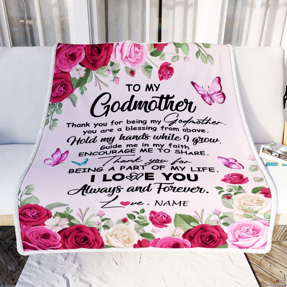 Personalized To My Godmother Blanket From Goddaughter Godson Thank You For Being My Godmother Mothers Day Birthday Christmas Customized Fleece Throw Blanket | siriusteestore
