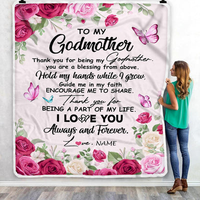 Personalized To My Godmother Blanket From Goddaughter Godson Thank You For Being My Godmother Mothers Day Birthday Christmas Customized Fleece Throw Blanket | siriusteestore