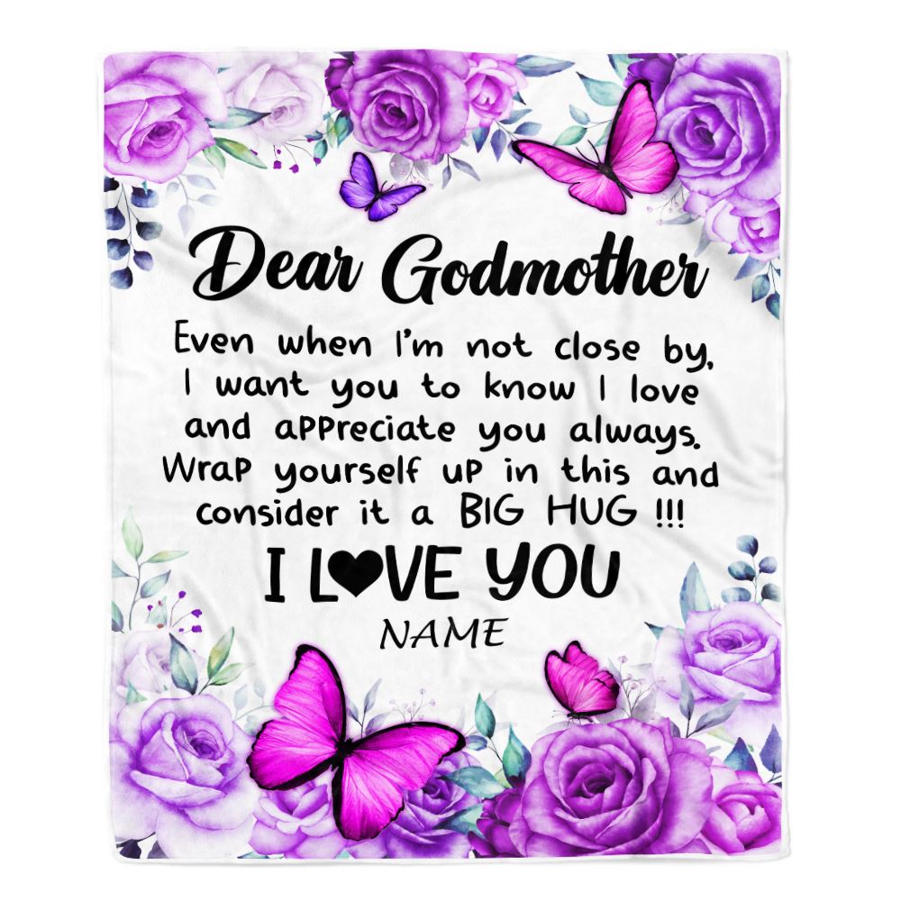 Personalized To My Godmother Blanket From Goddaughter Niece Butterfly Love And Appreciate Godmother Birthday Mothers Day Christmas Customized Fleece Blanket | siriusteestore