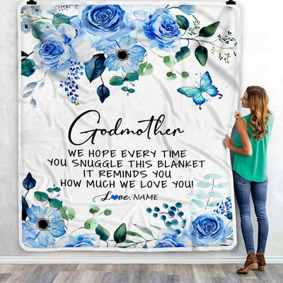 Personalized To My Godmother Blanket from Goddaughter Godson Floral How Much We Love You Godmother Birthday Mothers Day Christmas Customized Fleece Blanket | siriusteestore