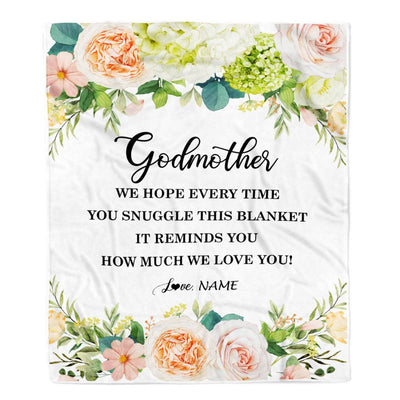 Personalized To My Godmother Blanket from Goddaughter How Much We Love You Flower Godmother Birthday Mothers Day Christmas Customized Fleece Blanket | siriusteestore