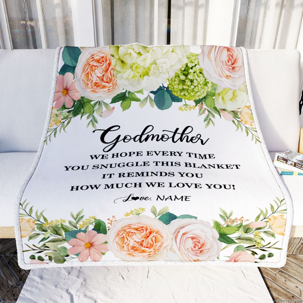 Personalized To My Godmother Blanket from Goddaughter How Much We Love You Flower Godmother Birthday Mothers Day Christmas Customized Fleece Blanket | siriusteestore