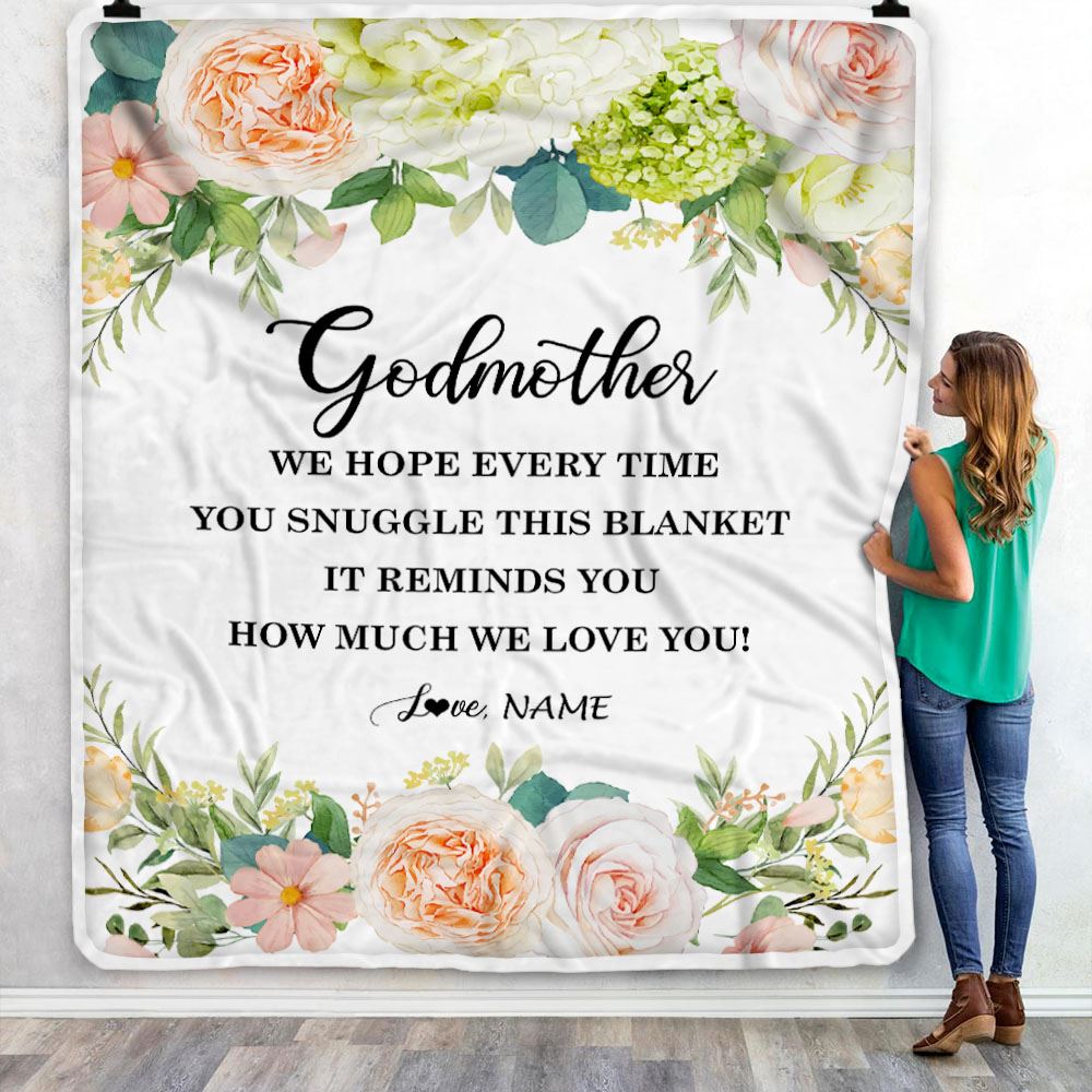 Personalized To My Godmother Blanket from Goddaughter How Much We Love You Flower Godmother Birthday Mothers Day Christmas Customized Fleece Blanket | siriusteestore