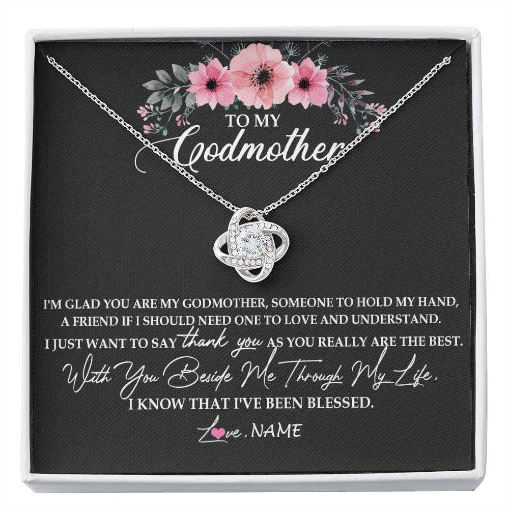 Love Knot Necklace | Personalized To My Godmother Necklace from Goddaughter Im Glad You Are My Godmother Birthday Mothers Day Thanksgiving Christmas Customized Gift Message Card | siriusteestore