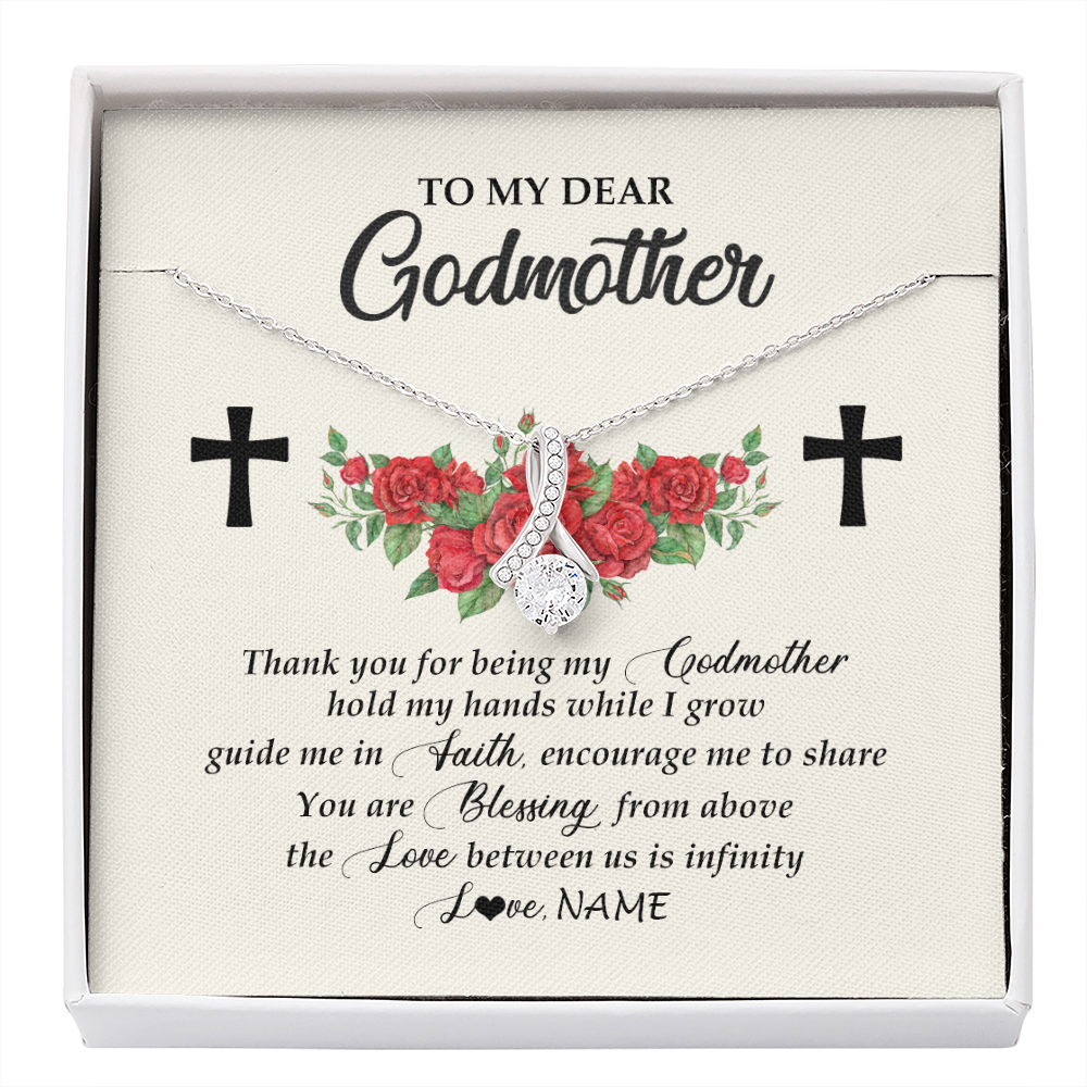 Alluring Beauty Necklace | Personalized To My Godmother Necklace from Goddaughter Thank you For Begin My Goddaughter Birthday Mothers Day Thanksgiving Christmas Customized Message Card | siriusteestore