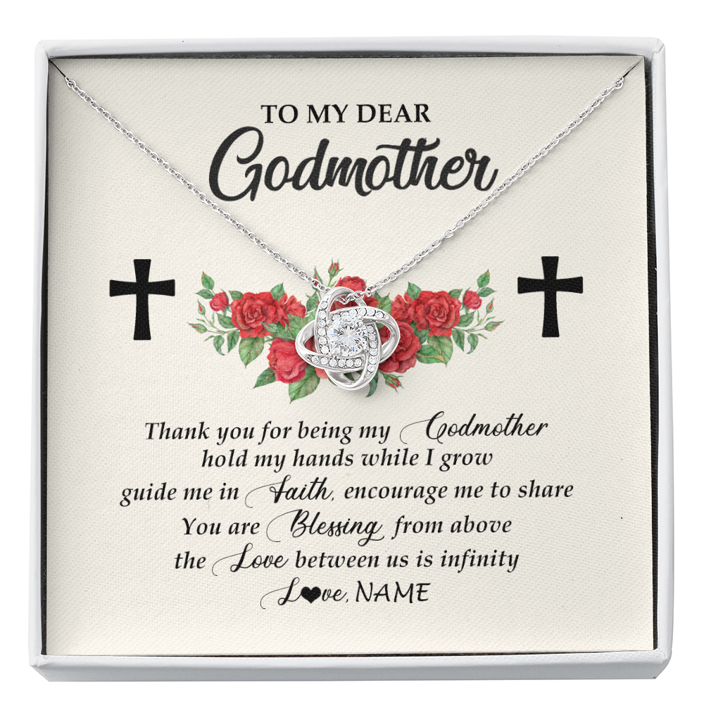 Love Knot Necklace | Personalized To My Godmother Necklace from Goddaughter Thank you For Begin My Goddaughter Birthday Mothers Day Thanksgiving Christmas Customized Message Card | siriusteestore
