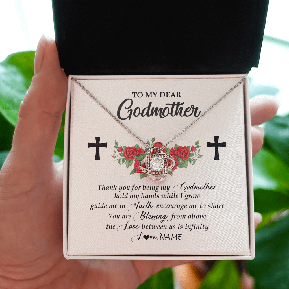 Love Knot Necklace | Personalized To My Godmother Necklace from Goddaughter Thank you For Begin My Goddaughter Birthday Mothers Day Thanksgiving Christmas Customized Message Card | siriusteestore