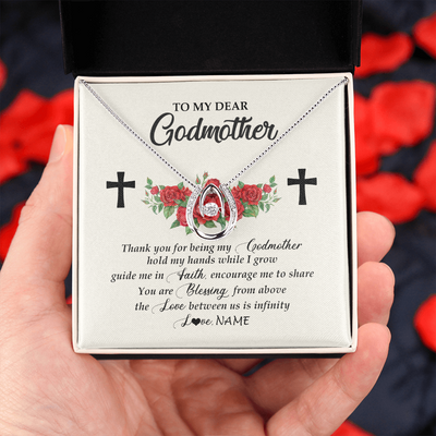 Lucky In Love Necklace | Personalized To My Godmother Necklace from Goddaughter Thank you For Begin My Goddaughter Birthday Mothers Day Thanksgiving Christmas Customized Message Card | siriusteestore
