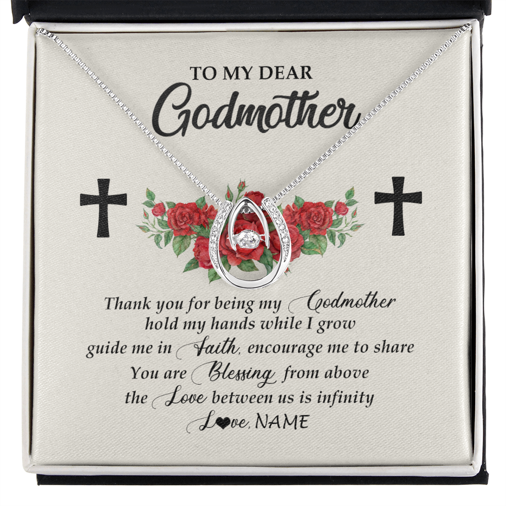 Lucky In Love Necklace | Personalized To My Godmother Necklace from Goddaughter Thank you For Begin My Goddaughter Birthday Mothers Day Thanksgiving Christmas Customized Message Card | siriusteestore