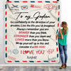 Personalized To My Godson Blanket From Godmother Air Mail Letter Confidently I Love You Godchild Birthday Graduation Christmas Customized Bed Fleece Blanket | siriusteestore
