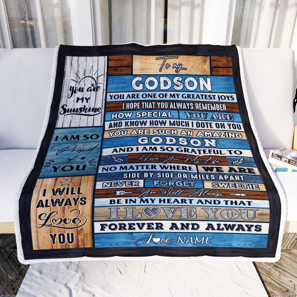 Personalized To My Godson Blanket From Godmother Godfather My Greatest Joys Godson Birthday Graduation Christmas Customized Bed Fleece Throw Blanket | siriusteestore