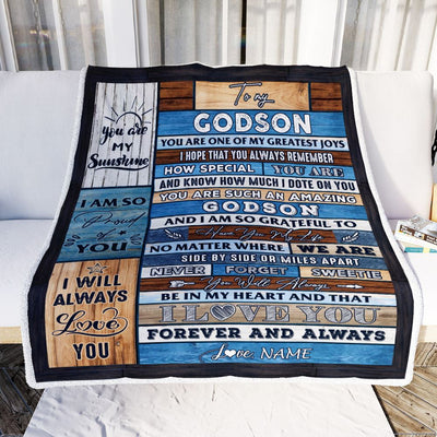 Personalized To My Godson Blanket From Godmother Godfather My Greatest Joys Godson Birthday Graduation Christmas Customized Bed Fleece Throw Blanket | siriusteestore