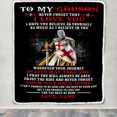 Personalized To My Godson Knight Templar Blanket From Uncle Never Forget That I Love You Godchild Birthday Christmas Customized Bed Fleece Blanket | siriusteestore