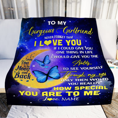 Personalized To My Gorgeous Girlfriend Blanket From Boyfriend Never Forget That I Love You Butterfly Birthday Valentine Christmas Customized Fleece Blanket | siriusteestore