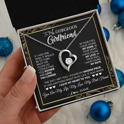 Forever Love Necklace | Personalized To My Gorgeous Girlfriend Necklace From Boyfriend My Life My Love Girlfriend Birthday Anniversary Valentines Day Customized Gift Box Message Card | siriusteestore