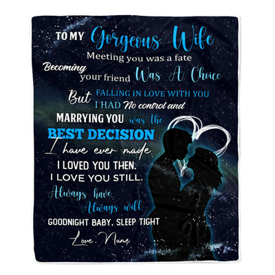 Personalized To My Gorgeous Wife from Husband Meeting You Was A Fater Wife Birthday Wedding Christmas Customized Fleece Blanket | siriusteestore