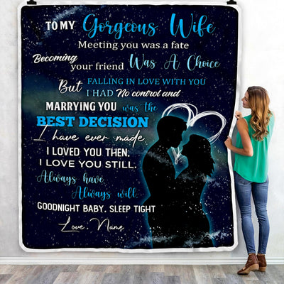 Personalized To My Gorgeous Wife from Husband Meeting You Was A Fater Wife Birthday Wedding Christmas Customized Fleece Blanket | siriusteestore