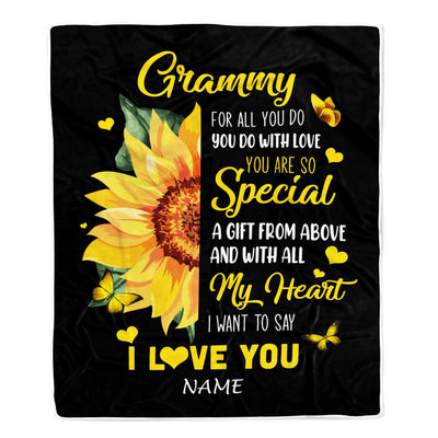 Personalized To My Grammy Blanket From Grandkids Granddaughter I Want To Say I Love You Sunfower Grammy Birthday Mothers Day Christmas Fleece Throw Blanket | siriusteestore