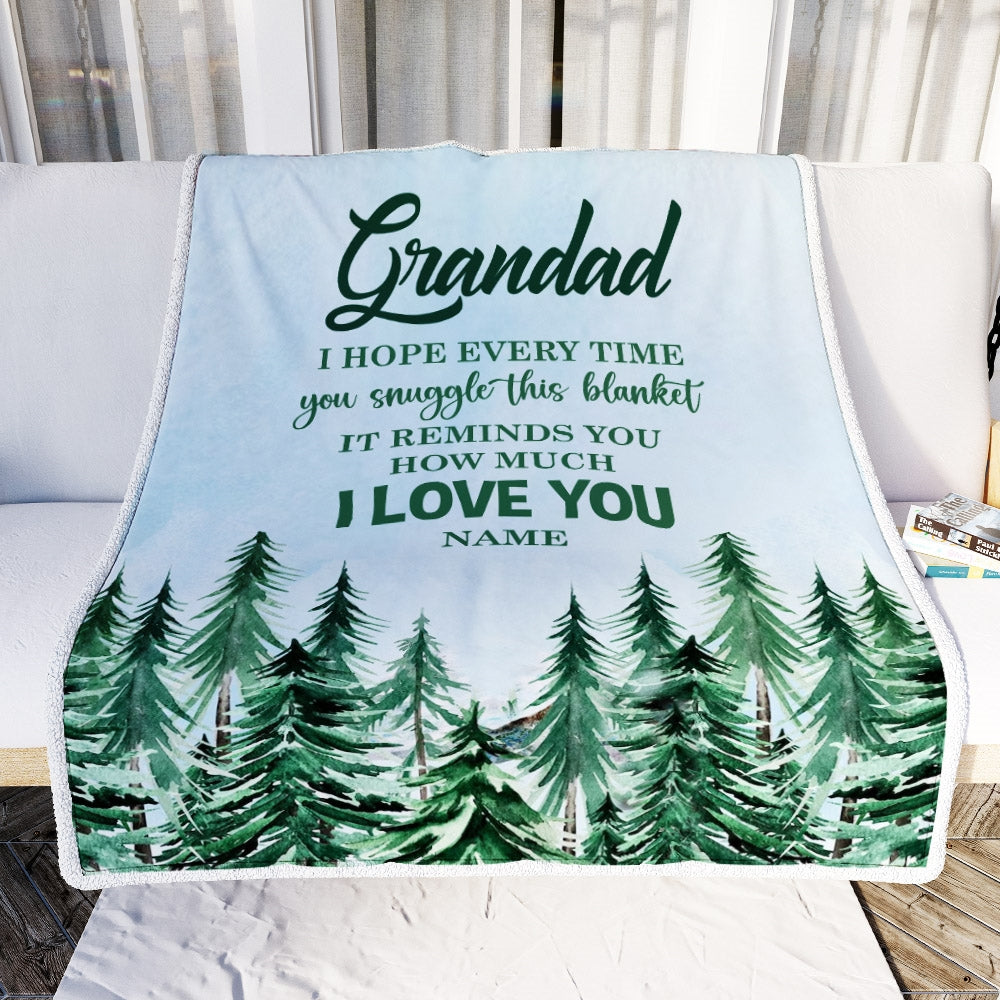 Personalized To My Grandad Blanket From Grandchildren Grandkids I Hope Every Time Forest Green Grandad Birthday Fathers Day Christmas Customized Fleece Blanket | siriusteestore