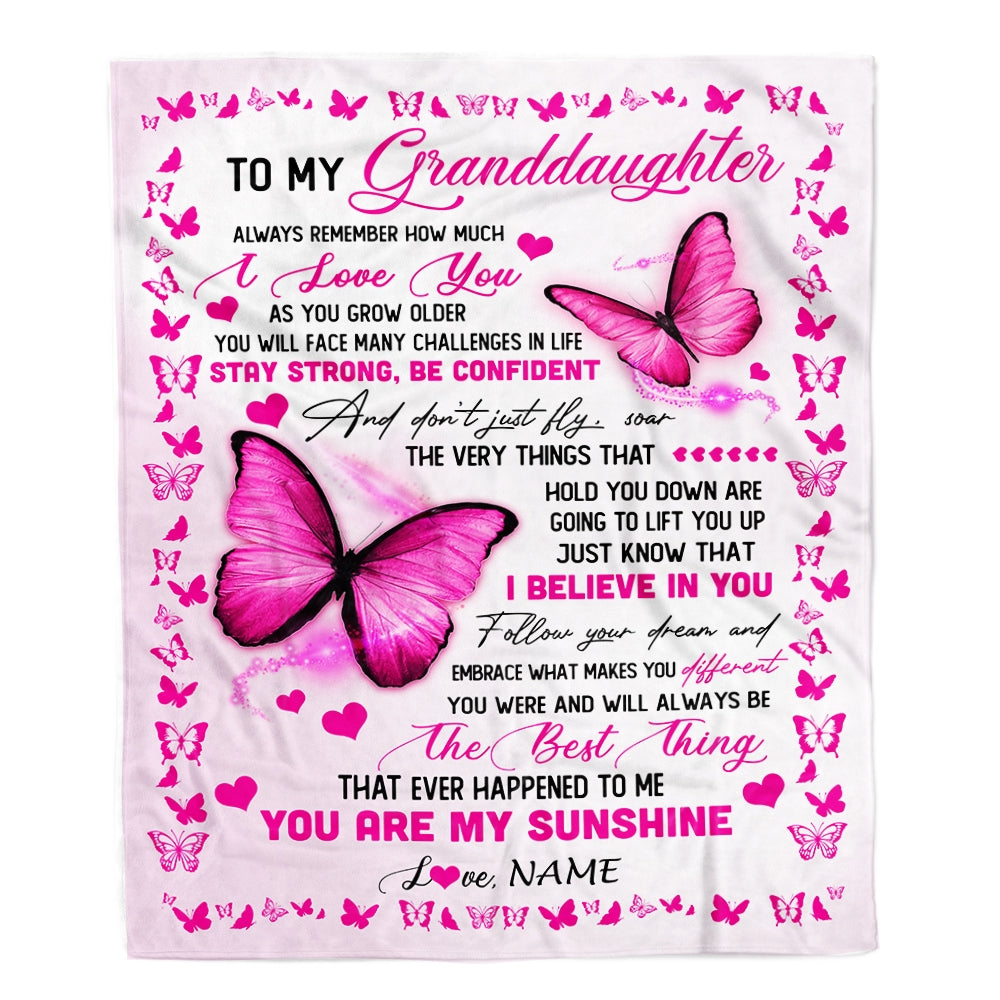 Personalized To My Granddaughter Blanket From Grandma Butterfly Always Remember How Much I Love You Birthday Christmas Fleece Blanket | siriusteestore
