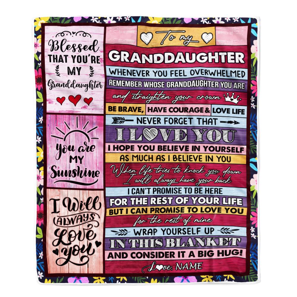 Personalized To My Granddaughter Blanket From Grandma Gigi Wood Be Brave Have Courage Love Life Granddaughter Birthday Christmas Customized Fleece Blanket | siriusteestore