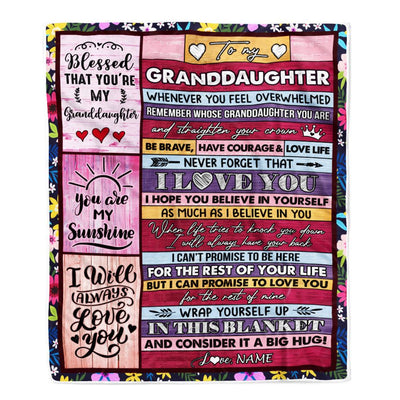 Personalized To My Granddaughter Blanket From Grandma Gigi Wood Be Brave Have Courage Love Life Granddaughter Birthday Christmas Customized Fleece Blanket | siriusteestore