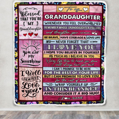 Personalized To My Granddaughter Blanket From Grandma Gigi Wood Be Brave Have Courage Love Life Granddaughter Birthday Christmas Customized Fleece Blanket | siriusteestore